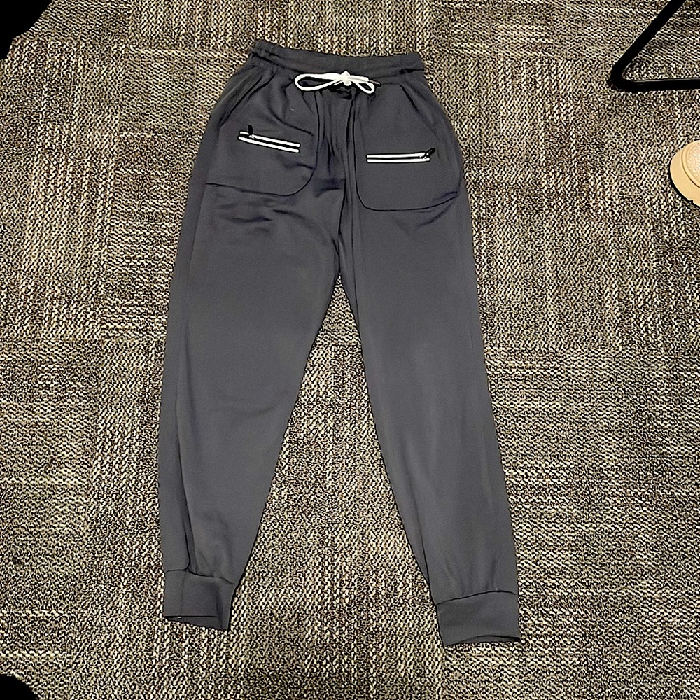 Silver silky sweat pants